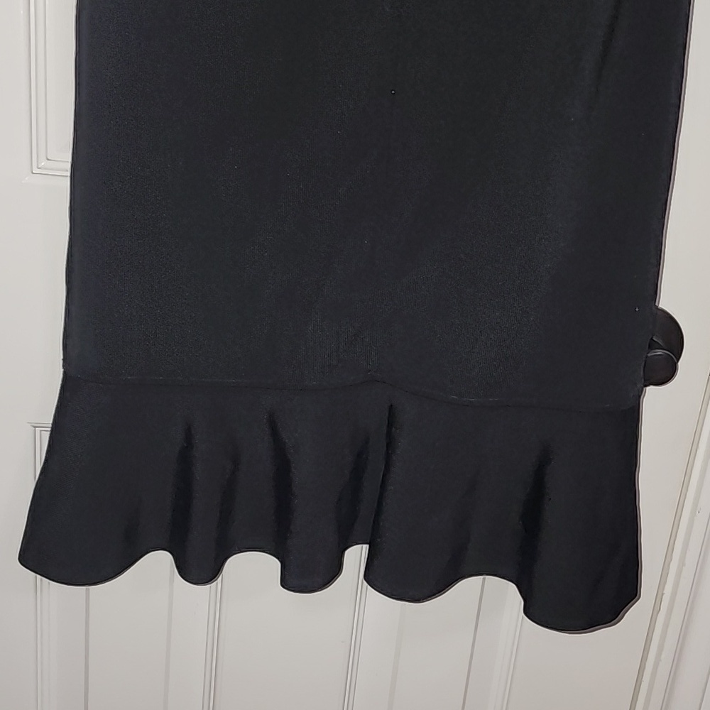 NWT Parker New York Black Faux Wrap Rhinestone Ruffle Detail Size XL - Picture 9 of 11